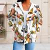 Women Plus Size White Zip Up Long Sleeve Christmas Dachshund Printed Hoodie With Pockets