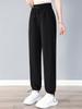 Women's Stylish High-Waist Ice Silk Wide-Leg Pants - Summer, Lightweight, Drapey, Middle-Aged Style