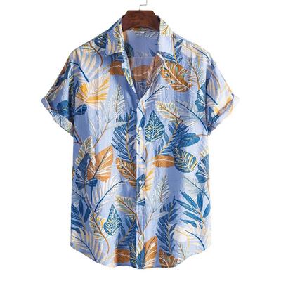 Fashion Flower Leaves Hawaiian Shirt Men Summer Casual Short Sleeves 3d Printed Plants Blouse Tops Party Street Lapel Shirts