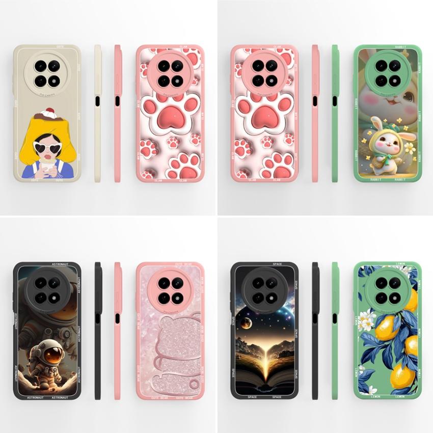 Case For Oppo Realme 12 13 14 P1 P2 Pro 14T 12X Phone Bags Cute Bear Paw Patterns Liquid Silicone Upgraded Dustproof Protective Shell For Oppo Housing