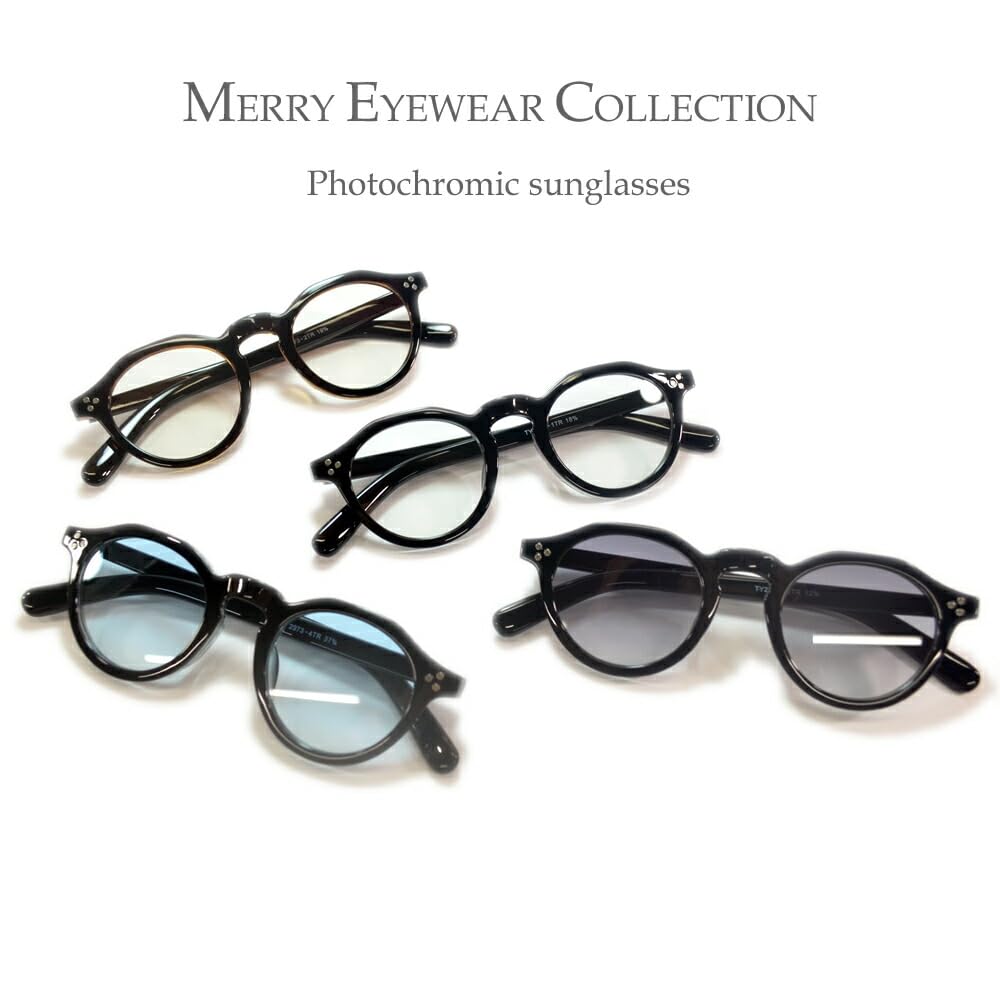 MERRY PLEASURE Photochromic Blue Light Computer Glasses for Men and Fashion Crown Boston Round Light Color Lenses Sunglasses, Blocking, Women,