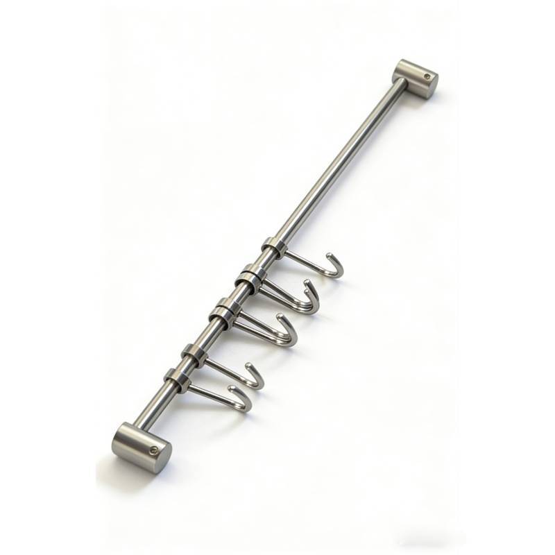 Modern Stainless Steel Kitchen Wall Mount Rack With Double Layer Hooks For Utensil Storage 3 Hook