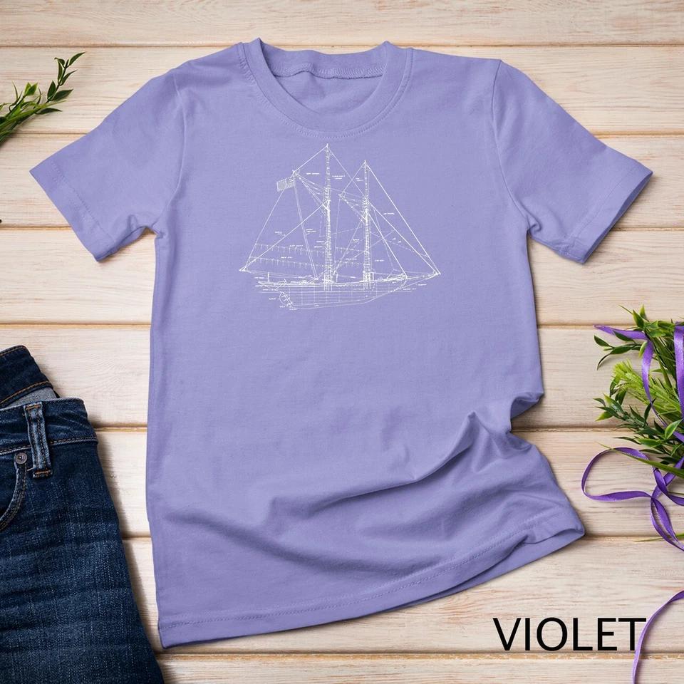 Sailboat Blueprint Vintage Retro Boating and Sailing Gift T-Shirt Unisex T-shirt 8 M