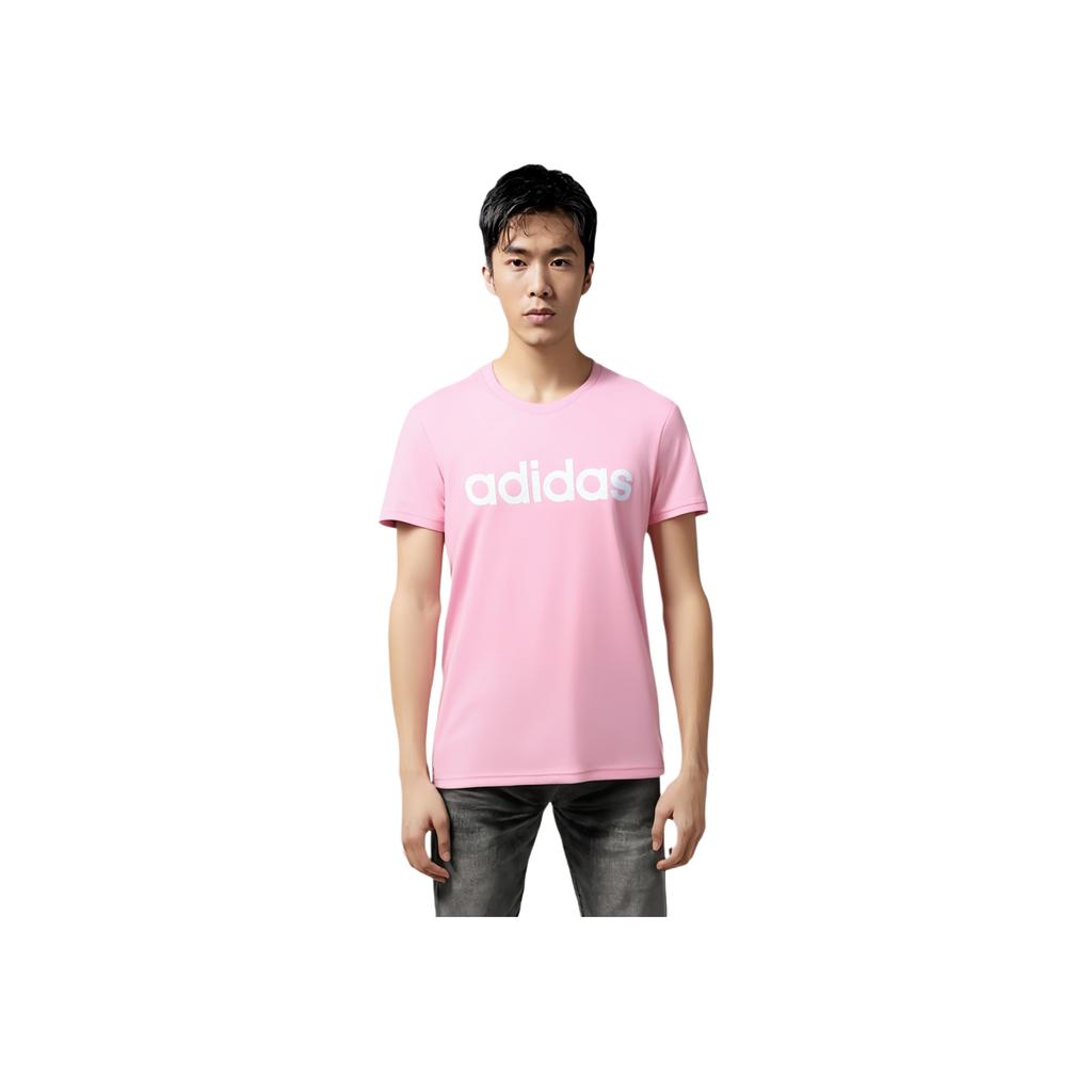 adidas Neo Logo Letter Pullover Round Neck Sports Short Sleeve T-Shirt Men T-Shirts Pink DW7912
