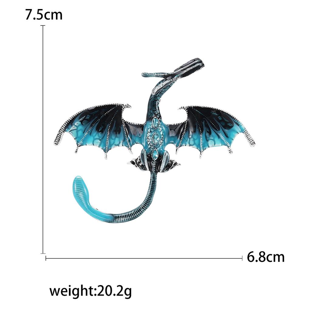 Enamel Dragon Brooches for Women Unisex Rhinestone Necklace Flying Dragon Pins Banquet Party Backpack Gifts Jewelry Accessories