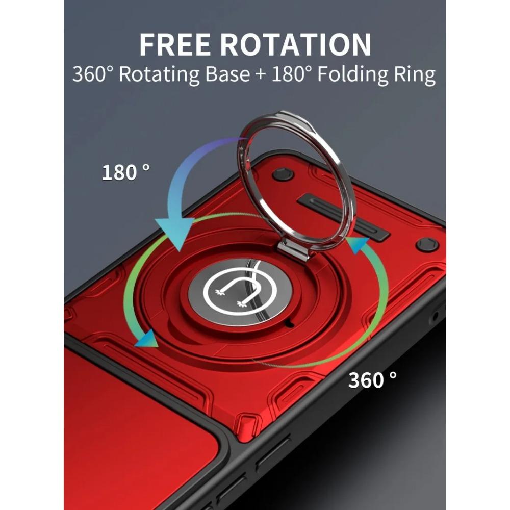 Slide lens protection Case For Poco X8 Pro Redmi Turbo 5 Rotate Magnetic Ring Holder Shockproof Hard Cover For POCO X8Pro Bumper