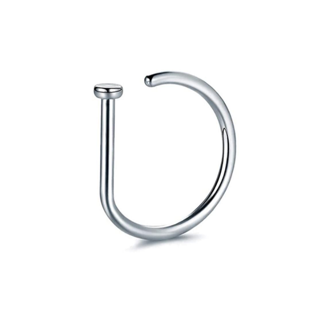 

1-Piece Faux Pierced Nose Ring, Stainless Steel Non-Pierced Nose Clip, Unique Punk-Style Pierced Diaphragm Jewelry, 1.0x10mm, Si Silver&Geometric&Nose Rings & Studs&Face