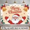 Merry Christmas Santa Claus Wedding Photo Background, Red Polyester Banner for Party Supplies