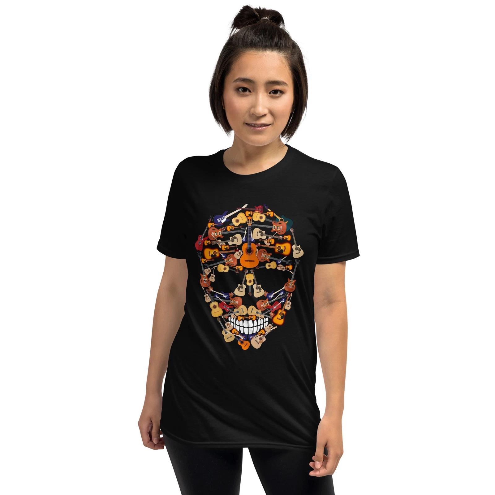 Skull Guitar Unisex T-Shirt, Biker, Punk, Rock, Horror, Music, Gothic, Grunge L