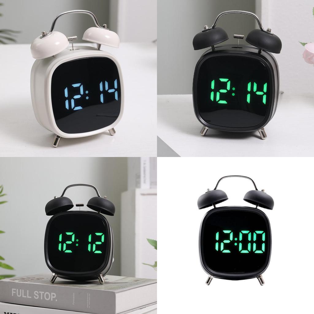 Electronic Metal Alarm Clock Featuring Led Screen And Powerful Chime For Home Sleep Aid
