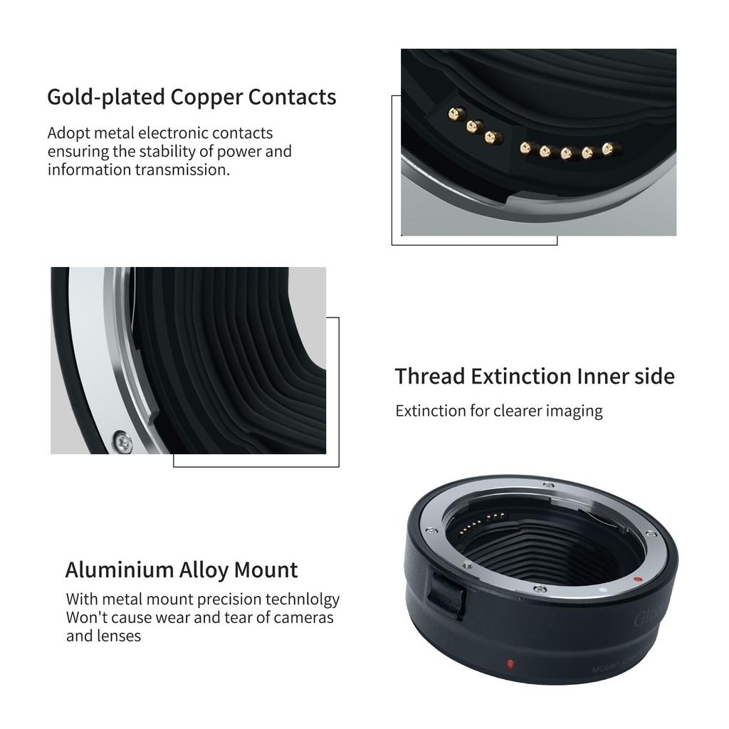 Gltire EF-EOS R Lens Adapter Canon EF/EF-S to RF Mount Autofocus Compatible with R5 R6 R7 R8 R10 R50 R100 RP R3