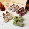 Baby Girls Summer New Style Bow Round Head Daily Kids Walking Shoes Cute Lightweight Comfortable One-piece Flat Loafer Size23-33