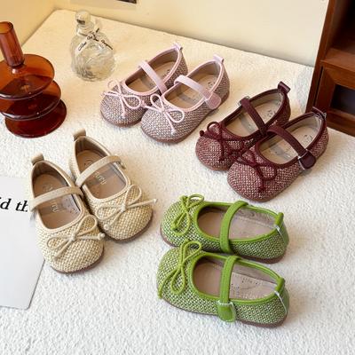 Baby Girls Summer New Style Bow Round Head Daily Kids Walking Shoes Cute Lightweight Comfortable One-piece Flat Loafer Size23-33