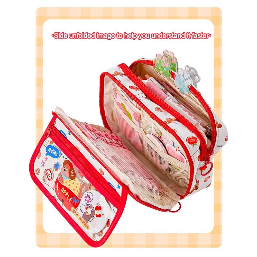 High Value Cute Puppy Pencil Case Large Capacity Multi-layer Stationery Storage Bag Pen Box School Supplies