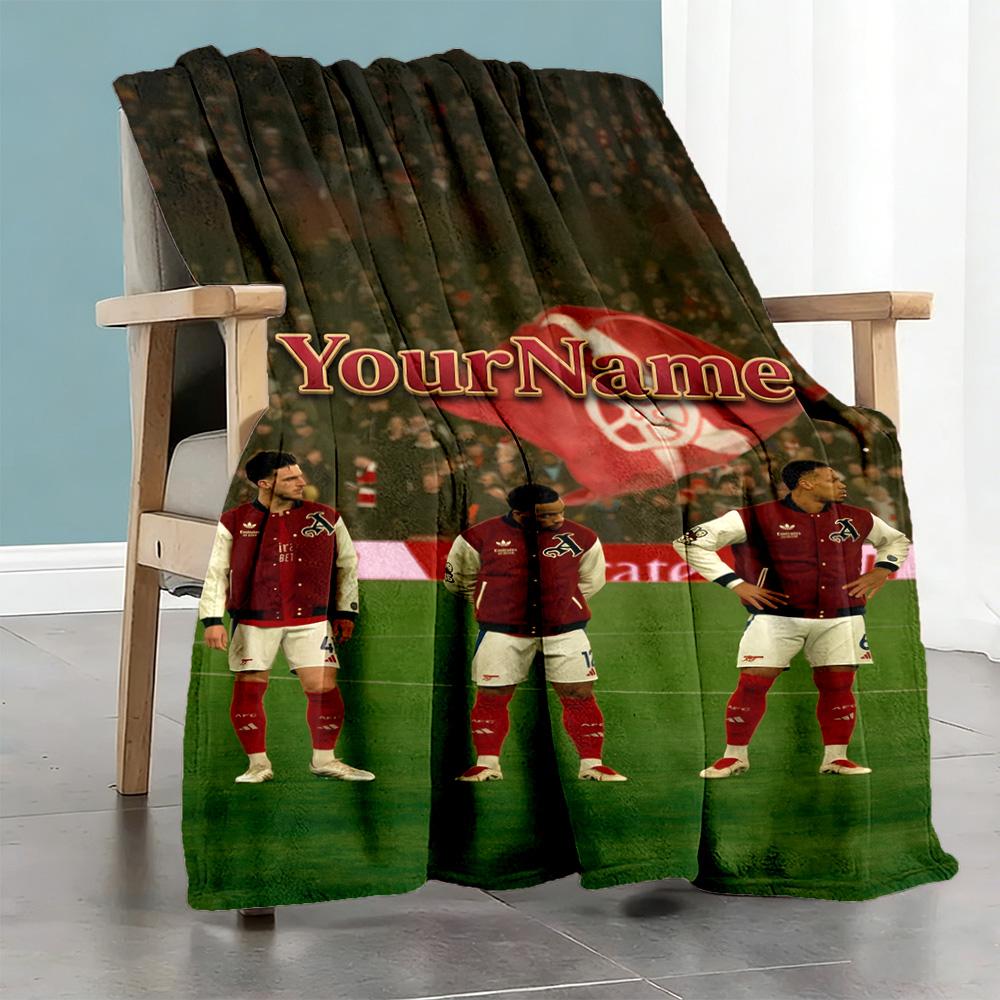 Arsenal Personalisierte Namensdecke Überwurf Personalisierte Decke Weich & Gemütlich Vielseitig für Heimdekoration Wohnzimmer Bettwäsche Stuhl Vier Jahreszeiten Mehrzweck