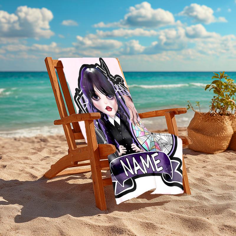 Personalized Customized Proof Beach Towel with Wednesday Addams Pattern - Soft, Absorbent,quick-drying,perfect Swimming,camping&bathing