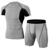 Men's Elastic  Fitness T-shirt Fast Drying Tops Short  Pants Sports Tight Suit