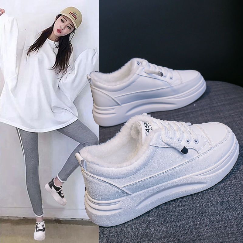 Ladies Footwear Plus Velvet High On Platform Cotton A Vulcanized Shoe Korean Original Stylish Quality Women's White Shoes Deals