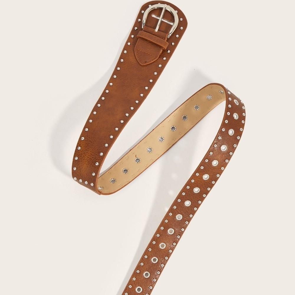 Rivets Design Studded Belt Wide Belt Waist Strap Fashion Punk Belt Y2K Style