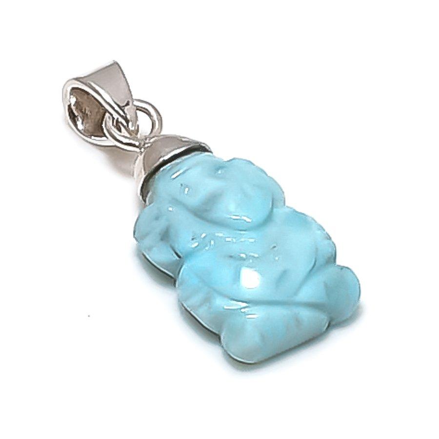 

Natural Larimar Gemstone Handmade 925 Sterling Silver Jewelry Pendant 1.18 Y6A55