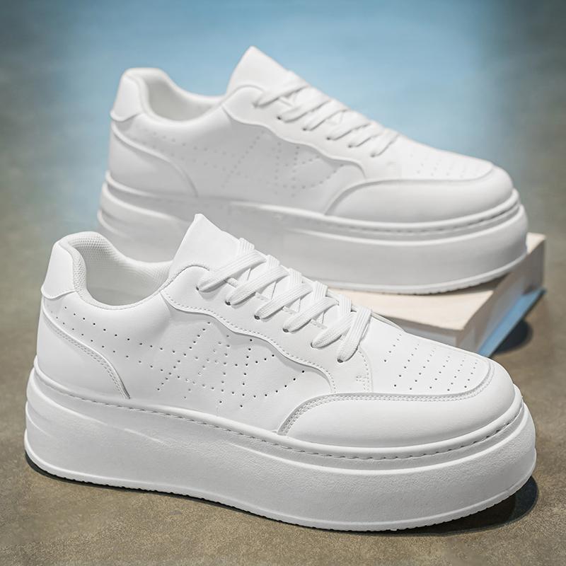Sneaker Casual Men Designer White Board Shoes Fashion Microfiber Leather Breathable Height Increased Flat Platform Running Shoes