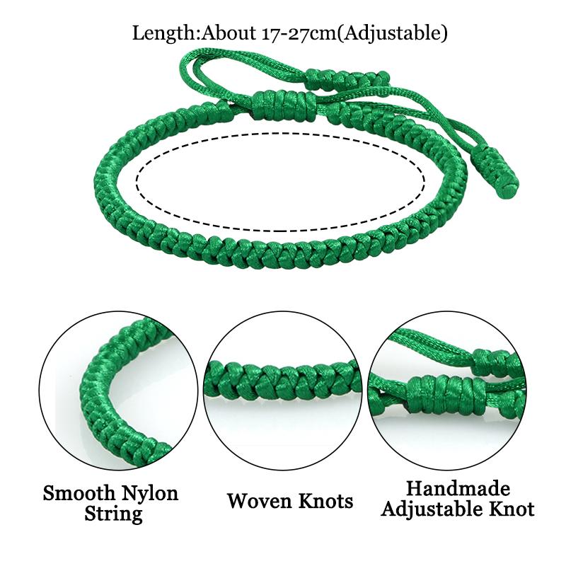 Green Thread Braided Bracelet for Men Women Handwoven Lucky Rope Layers Wrap Bracelets Bangles Prayer Wristband Unisex Jewelry