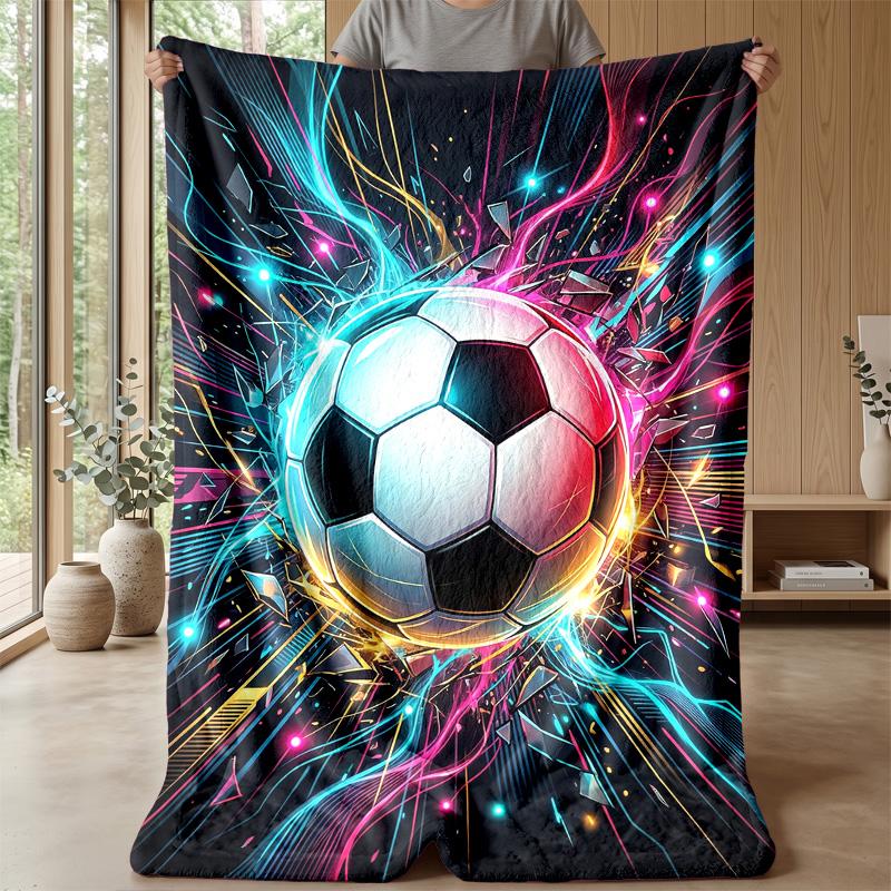 Soccer Ball Energy Burst 2 Theme blanket Lightweight Warm Flannel Blanket Decorative Throw Blanket for Home Decoration