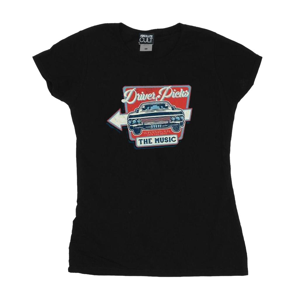 Supernatural Womens/Ladies Driver Picks The Music Cotton T-Shirt