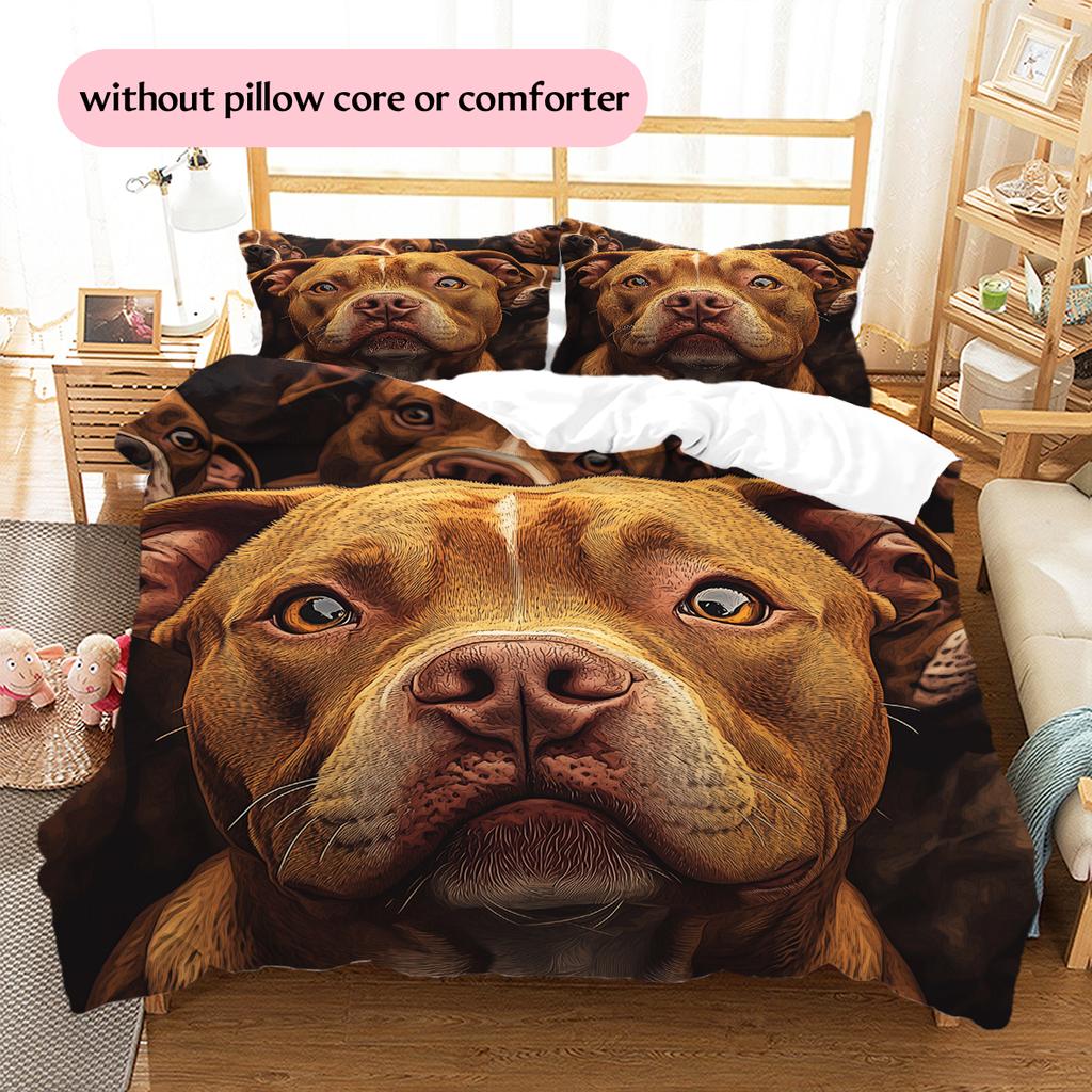 Pitbull Pattern Bedding Home Decoration Birthday Gift (1 * duvet cover + 2 * pillowcase, without core)
