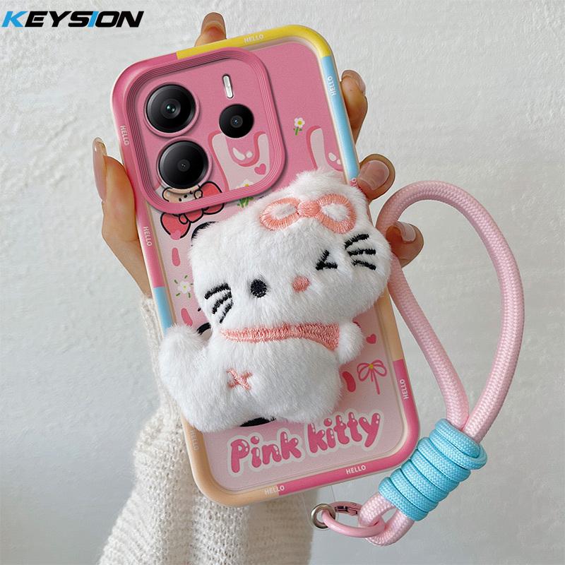 

KEYSION Милый 3D Мультяшный Плюшевый Чехол для Redmi Note 14 Pro+ 5G со Шнурком Силиконовый Противоударный Чехол для Телефона для Redmi Note 14 4G 5G for Redmi Note 14