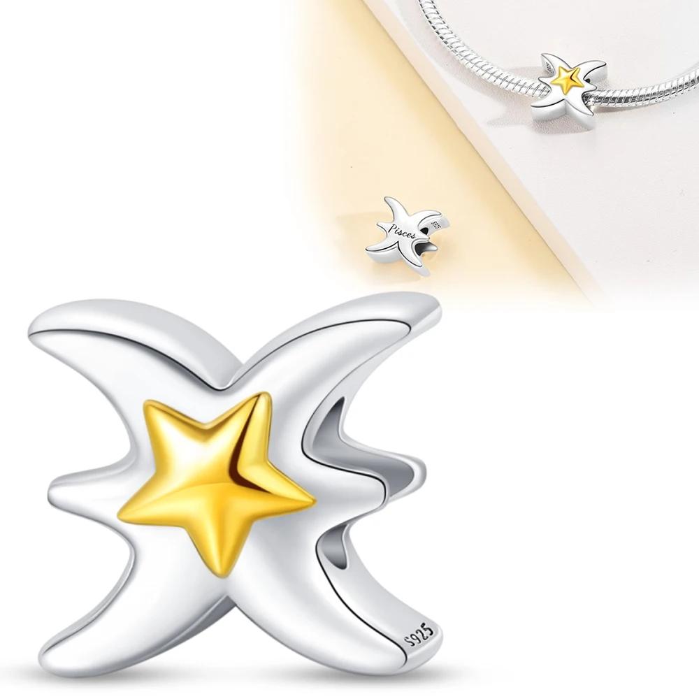 Coppertwelve Constellations Sparkling Aries Leo Pisces Beads Fit Pandora Charms Bracelet For Women Fine Jewelry
