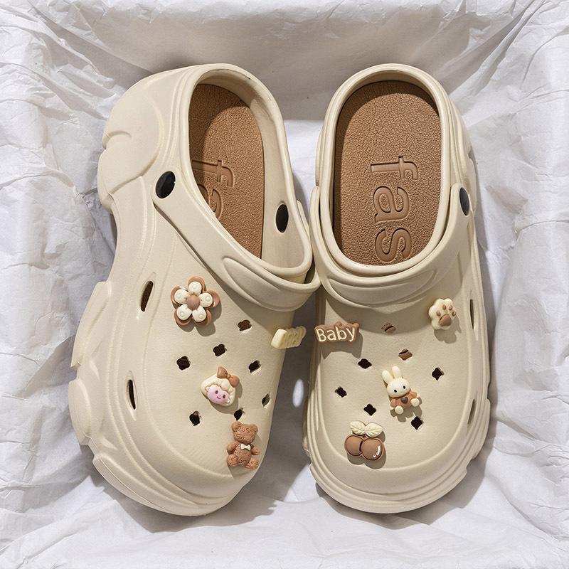 Hole shoes women's summer cartoon cute thick-soled beach outdoor non-slip baotou beach cool slippers