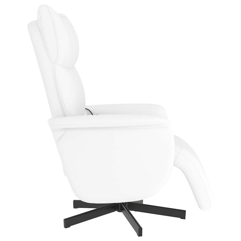 Massage Chair with Footrest White Faux Leather