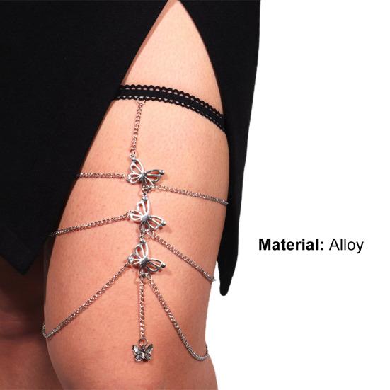 Damen-Oberschenkelkette, mehrschichtiger Schmetterlingsschmuck, langlebige galvanische Beinkette für den Club