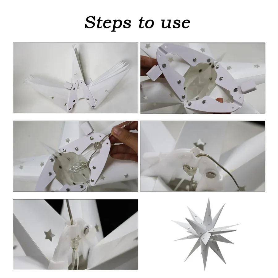 23 Inch Large 3D Moravian Star Light Christmas Moravian Star Tree Topper Hanging Garland Light Outdoor Christmas Star Light