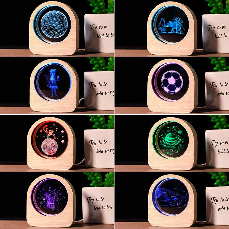 Luminous Crystal Ball Starry Sky Crystal Ball 3d Inner Carving Glowing Night Light Tabletop Ornament Creative Holiday Gift