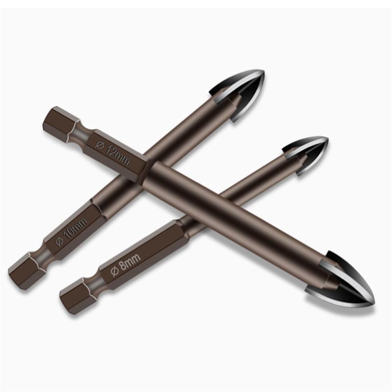 Metal Cross Hexagon Tile Drill  Bit Glass Ceramic Hole Opener Alloy Triangle Drill Size 3mm 4mm 5mm