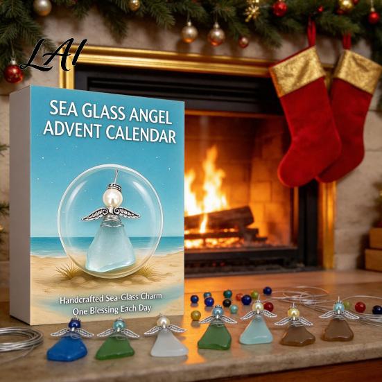 Strandhaus Weihnachtsbaumschmuck Kollektion Meerglas Engel Adventskalender 2026 24 Tage Schmuck Küstenurlaub Geschenk für Freunde Countdown Kalender