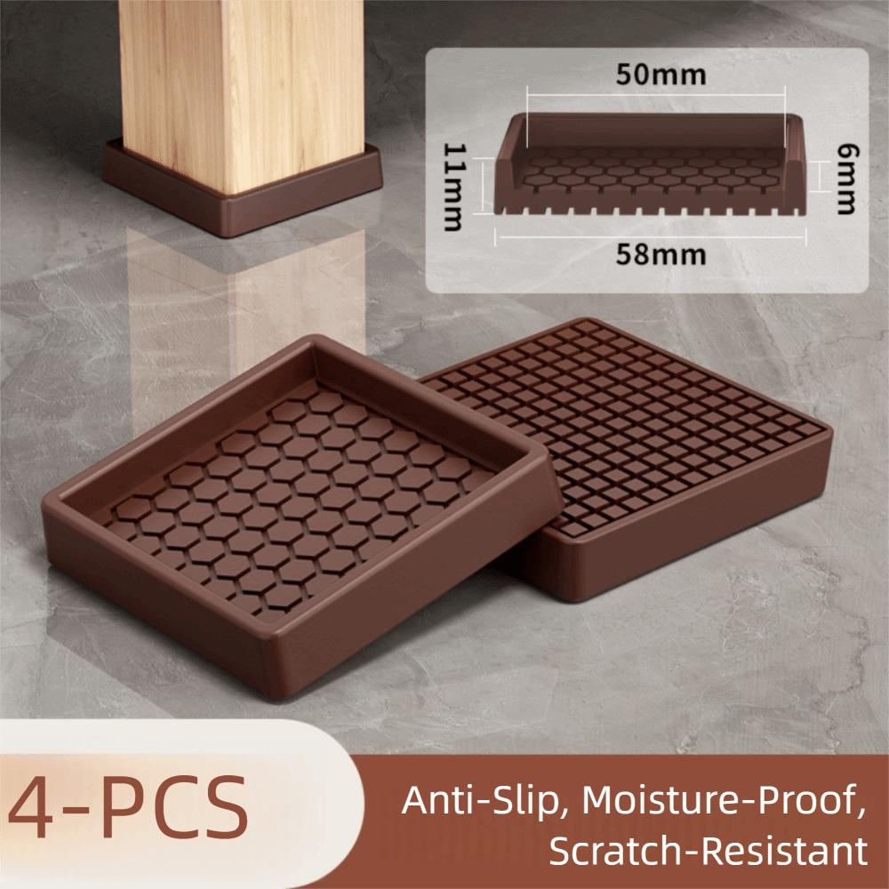 

4 шт. Нескользящие резиновые подставки под колесики Силиконовые стопоры для мебельных колес Мебельные подставки Мебель Brown-Square