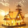 DIY Villa 3D Holzmodellbausatz Lichtburg Puzzle Bauspielzeug Kind Erwachsener Modellbausätze Weihnachtsdekoration Kindertagsgeschenk