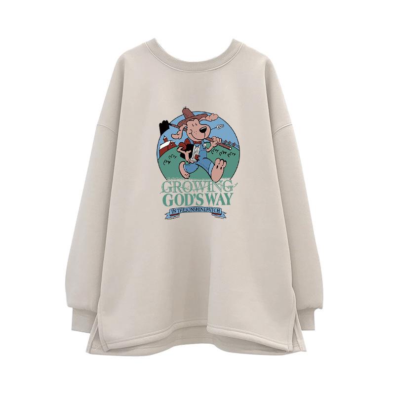 2026 Plus Size Cartoon Maternity Hoodie & Long Sleeve Top Set for Spring/Autumn 3XL