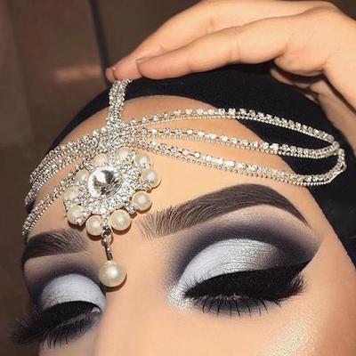 Stonefans Imitation Perle Anhänger Kopf Kette Schmuck Indische Hochzeit Strass Mädchen Tiara Stirn Zubehör Frauen Kopfschmuck