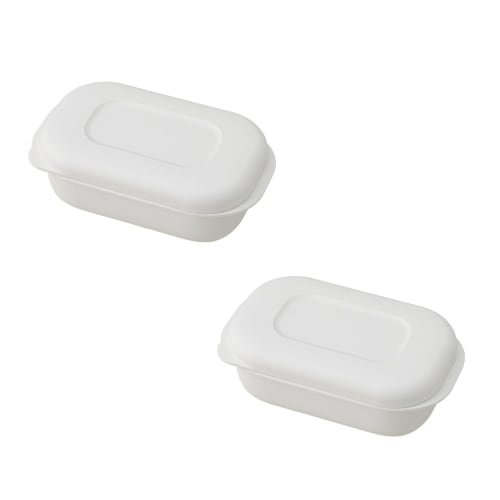 Marna Goku Frozen Rice Container, Small (Non-Sticky Rice/Made in Japan), Microwave and Dishwasher Safe (Pack of 2), Rice/Frozen Rice Container, White,