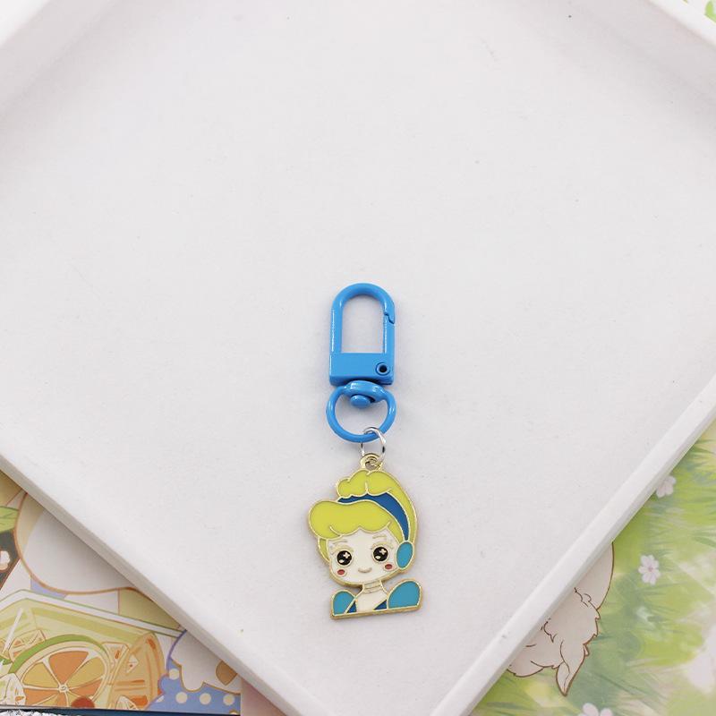 Cute Snow White Shiny Metal Keychain Anime Princess Alloy Pendant Kawaii Charm Keyring Decorative Ornament For Men Women Gift