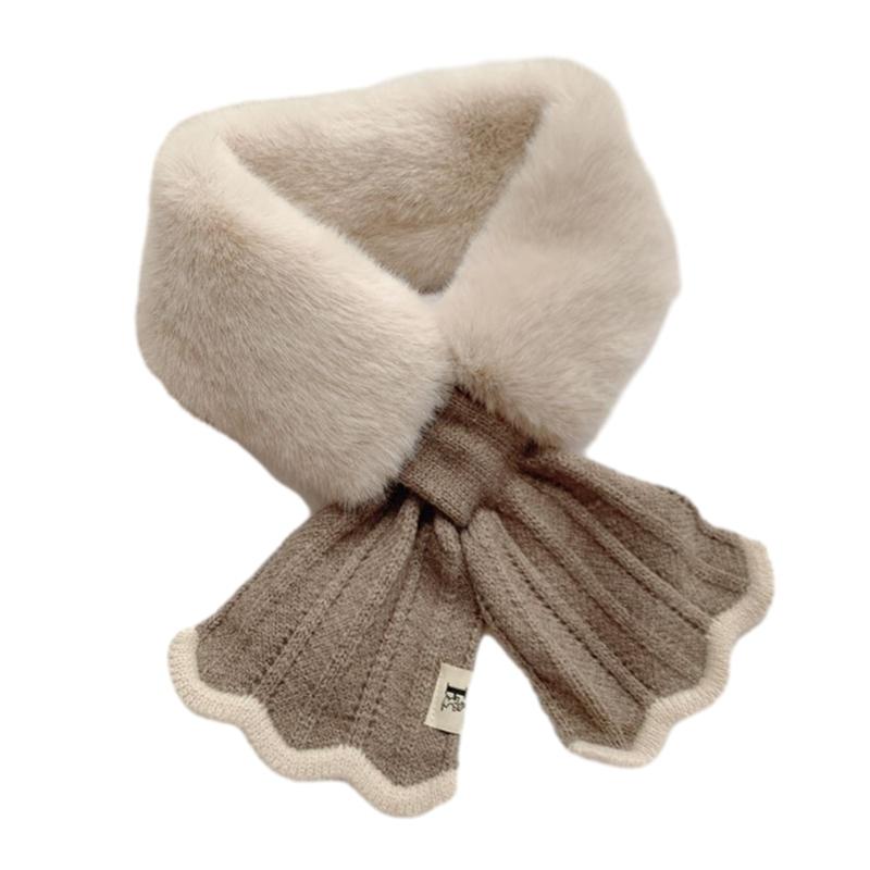 Damen Strickschal Niedlicher Kragen Nackenwickel Damen Verdicken Winter Nackenwärmer Überkreuzt Pelzig Verdicken Schal
