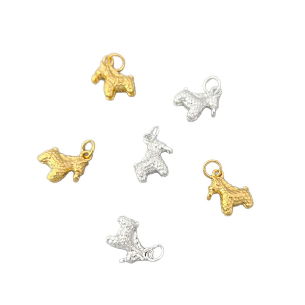 S999 Sterling Silver Hammered Little Horse Charm for DIY Bracelet or Necklace