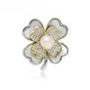 Exquisite Four-leaf Clover Brooch, Sophisticated and Exclusive, High-end Pearl Vintage Corsage Pin, Tie Clip