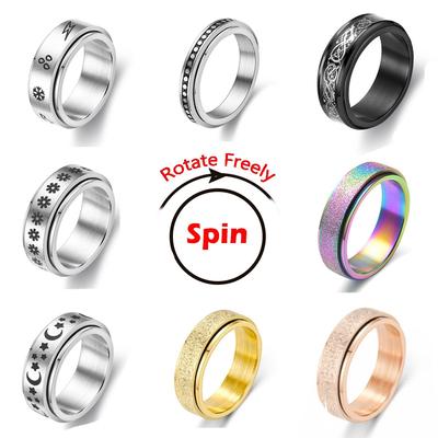 Anxiety Ring for Women Spinner Fidgets Rings Stainless Steel Rotate Freely Spinning Anti Stress Accessories Jewelry  Gifts