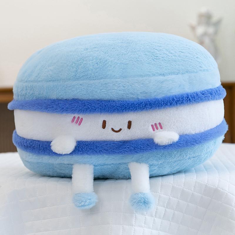 Plush Biscuits Soft Bear Cushion With Macaron Motif For Kids Bed Decor Play And