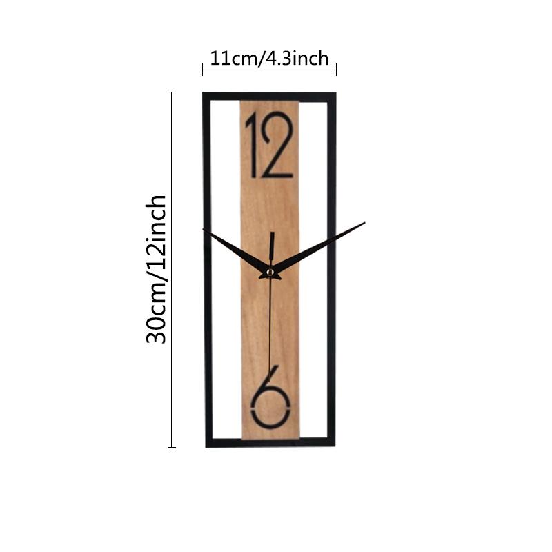 

Rectangular wood grain wall clock for quiet decoration in homes and offices used in living rooms bedrooms and dining rooms (Brown,12 inch) коричневий